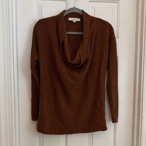 LOFT Women's Chocolate Brown Cowl Neck Sweater